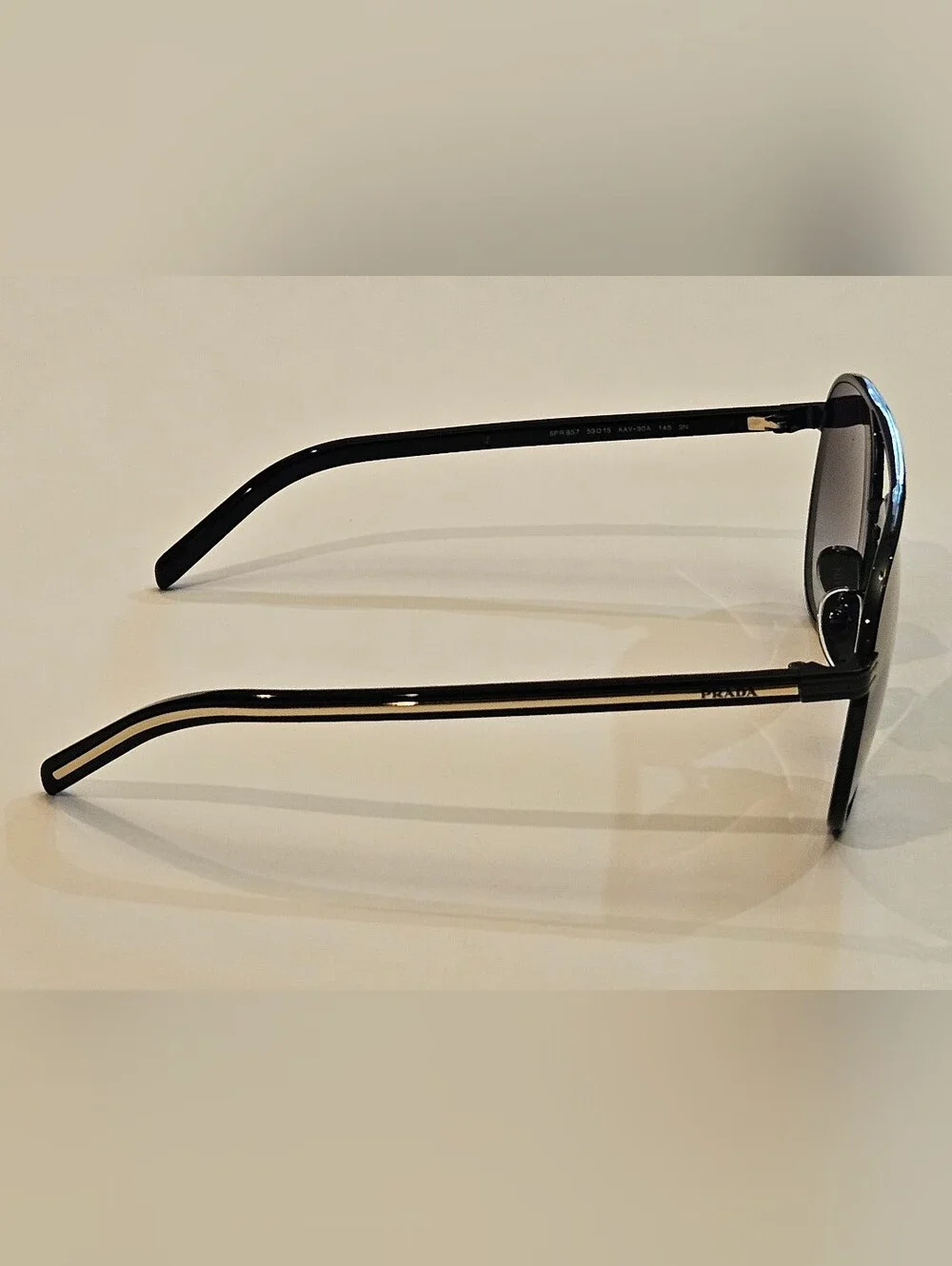 Prada SPR B57 Black & Gold Aviator Sunglasses With Case